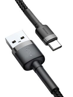 Кабель Baseus Cafule Cable USB For Type-C 2A 2M CATKLF-CG1 (Black/Черный) - 5