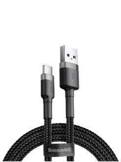 Кабель Baseus Cafule Cable USB For Type-C 2A 2M CATKLF-CG1 (Black/Черный) - 1