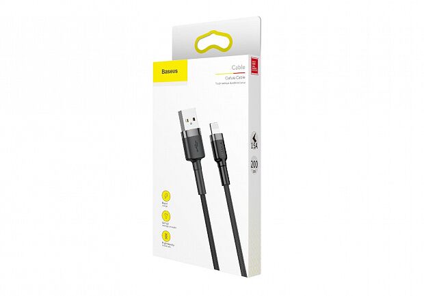 Кабель USB BASEUS Cafule CALKLF-CG1, USB - Lightning, 1.5А, 2 м, серыйчерный - 7