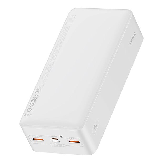 Портативный аккумулятор BASEUS Bipow Digital Display 20W, 3A, 30000 мАч, белый, с кабелем micro - 1