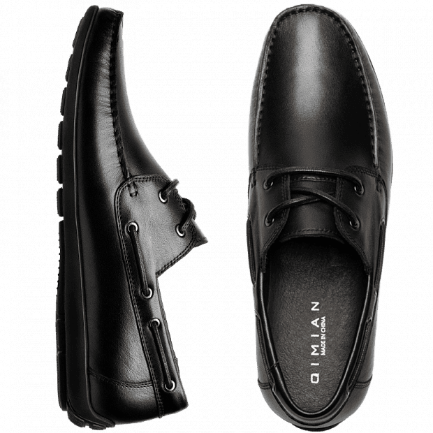 Мужские мокасины Qimian Soft Leather Business Casual Shoes (Black/Черный) 